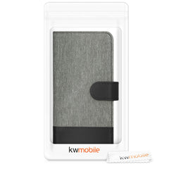 Google Pixel 3a Handyhülle mit Kartenfach Canvas Grau Schwarz und Ständer