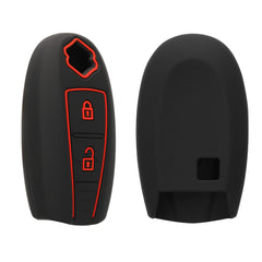 Suzuki Sport 2-Tasten Autoschlüssel Keyless Go Silikon Schlüsselhülle Schwarz Rot