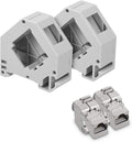 kwmobile Keystone Modul und Hutschienenadapter Set - passt auf genormte Hutschiene - 2x CAT 6A Module 2x Halter - RJ45 Buchse geschirmt - werkzeuglos Silber  