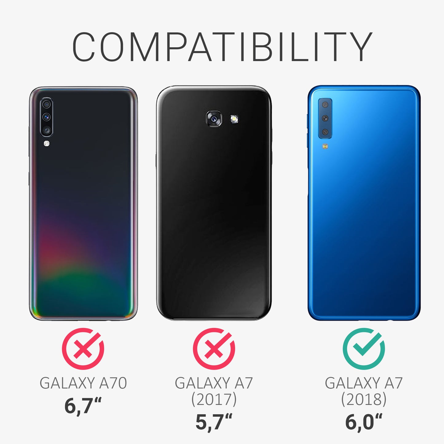 kwmobile Handyhülle für Samsung Galaxy A7 (2018) Hülle - Case Silikon - Kabelloses Laden - Schutzhülle Cover
