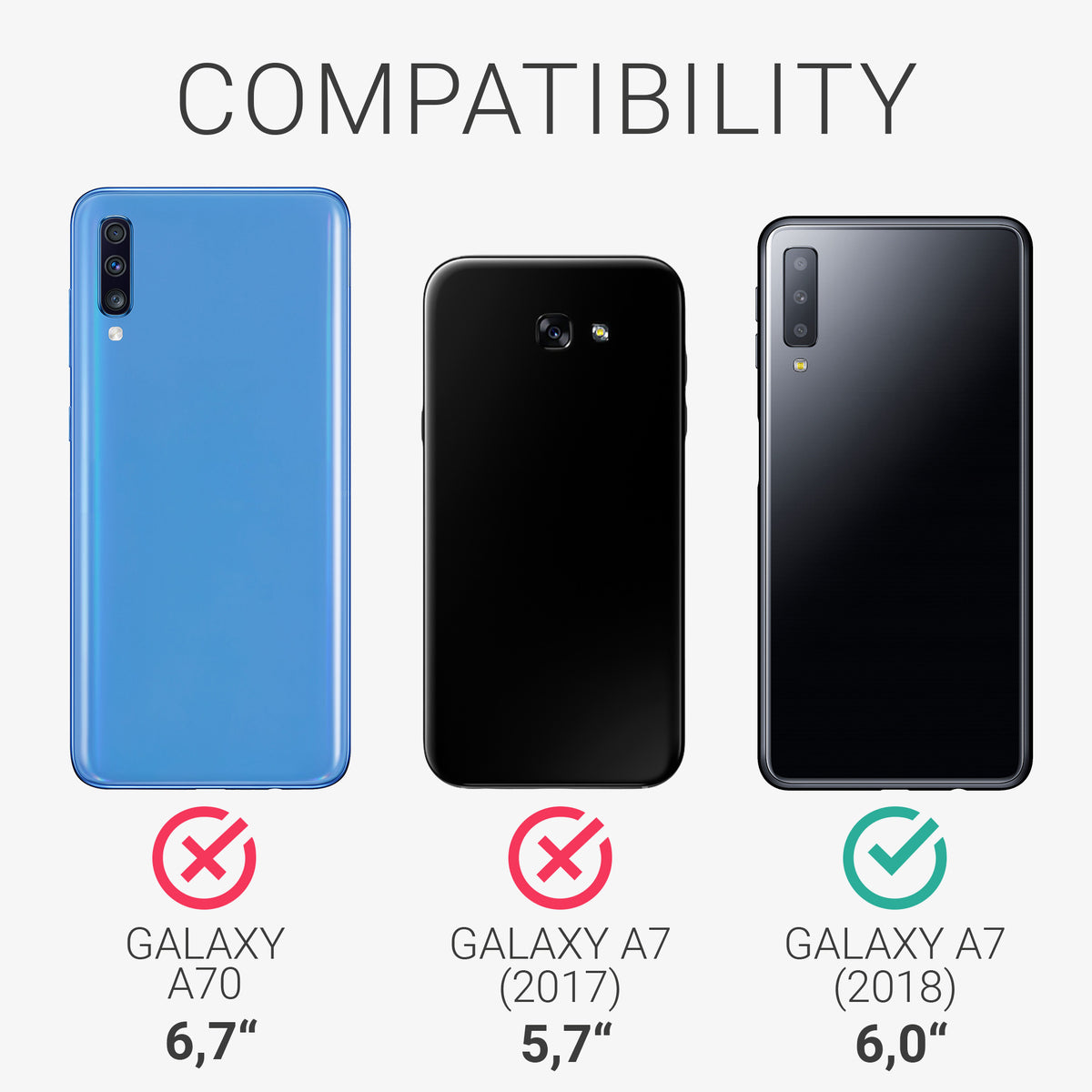 kwmobile Handyhülle für Samsung Galaxy A7 (2018) Hülle - Case Silikon - Kabelloses Laden - Schutzhülle Cover