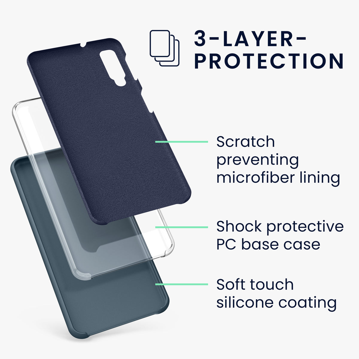 kwmobile Handyhülle für Samsung Galaxy A7 (2018) Hülle - Case Silikon - Kabelloses Laden - Schutzhülle Cover