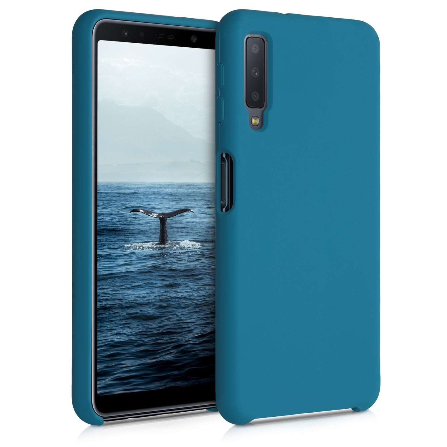 kwmobile Handyhülle für Samsung Galaxy A7 (2018) Hülle - Case Silikon - Kabelloses Laden - Schutzhülle Cover