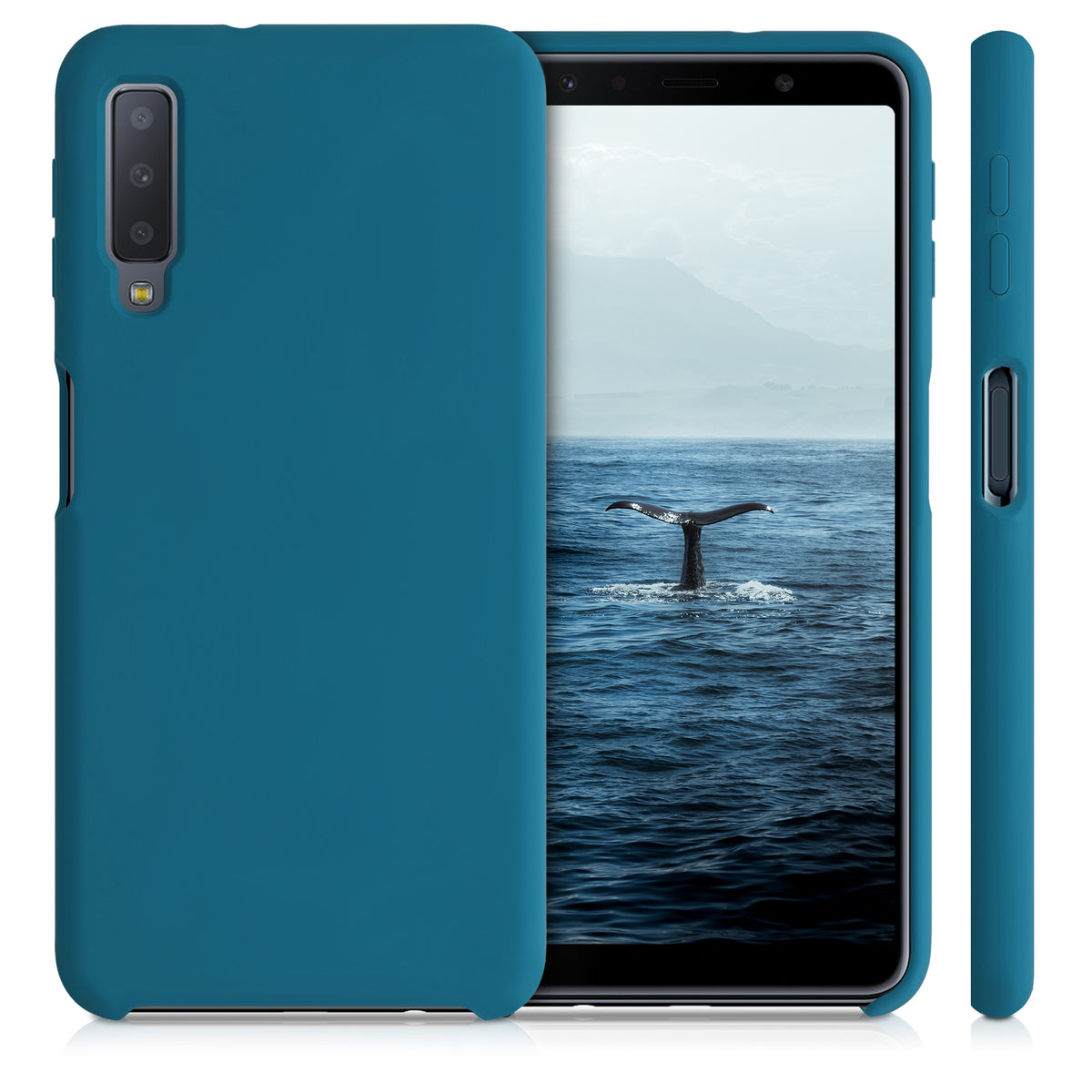 kwmobile Handyhülle für Samsung Galaxy A7 (2018) Hülle - Case Silikon - Kabelloses Laden - Schutzhülle Cover