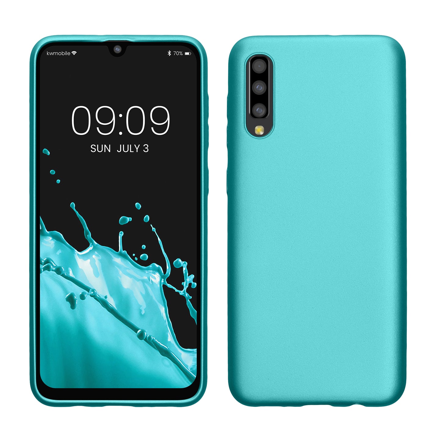kwmobile Handyhülle für Samsung Galaxy A50 Hülle - Silikon Case metallisch schimmernd - Schutzhülle Cover