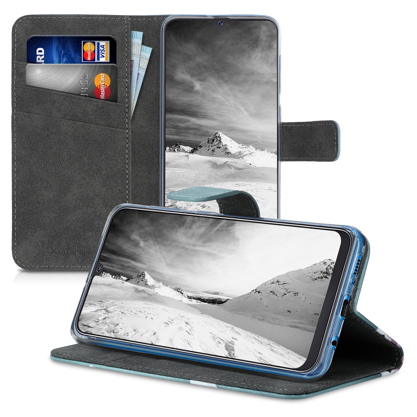 kwmobile Wallet Case kompatibel mit Samsung Galaxy A50 Hülle - Cover mit Ständer und Kartenfächern
