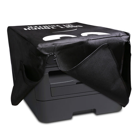 kwmobile Cover kompatibel mit Brother DCP-L2530DW / L2550DN / MFC-L2710DN / L2750DW - Tasche Hülle Drucker - Staubschutzhülle Schutzhaube Schutzhülle - Weiß Schwarz Don't touch my printer Weiß  [dsg01]
