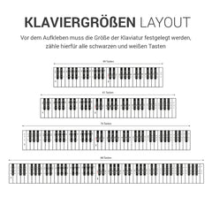 kwmobile Klavier Keyboard Noten Aufkleber - für 49 61 76 88 Tasten Instrumente - Vinyl Piano Sticker für weiße