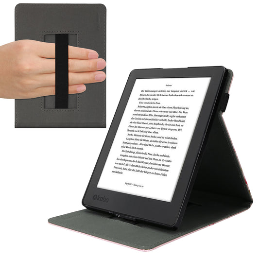 kwmobile Hülle kompatibel mit Kobo Aura H2O Edition 2 Hülle - Case mit Schlaufe und Ständer