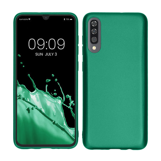 kwmobile Handyhülle für Samsung Galaxy A70 Hülle - Silikon Case metallisch schimmernd - Schutzhülle Cover