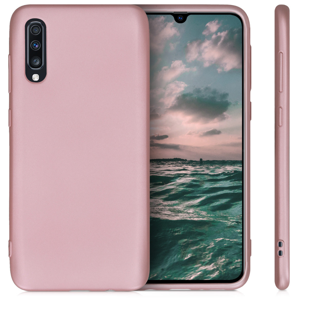 kwmobile Handyhülle für Samsung Galaxy A70 Hülle - Silikon Case metallisch schimmernd - Schutzhülle Cover
