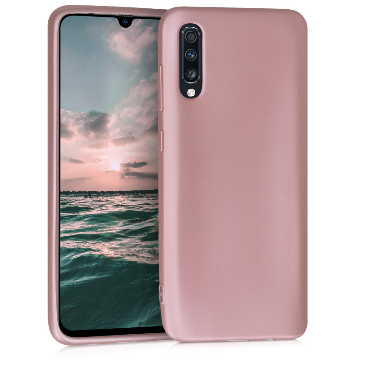 kwmobile Handyhülle für Samsung Galaxy A70 Hülle - Silikon Case metallisch schimmernd - Schutzhülle Cover