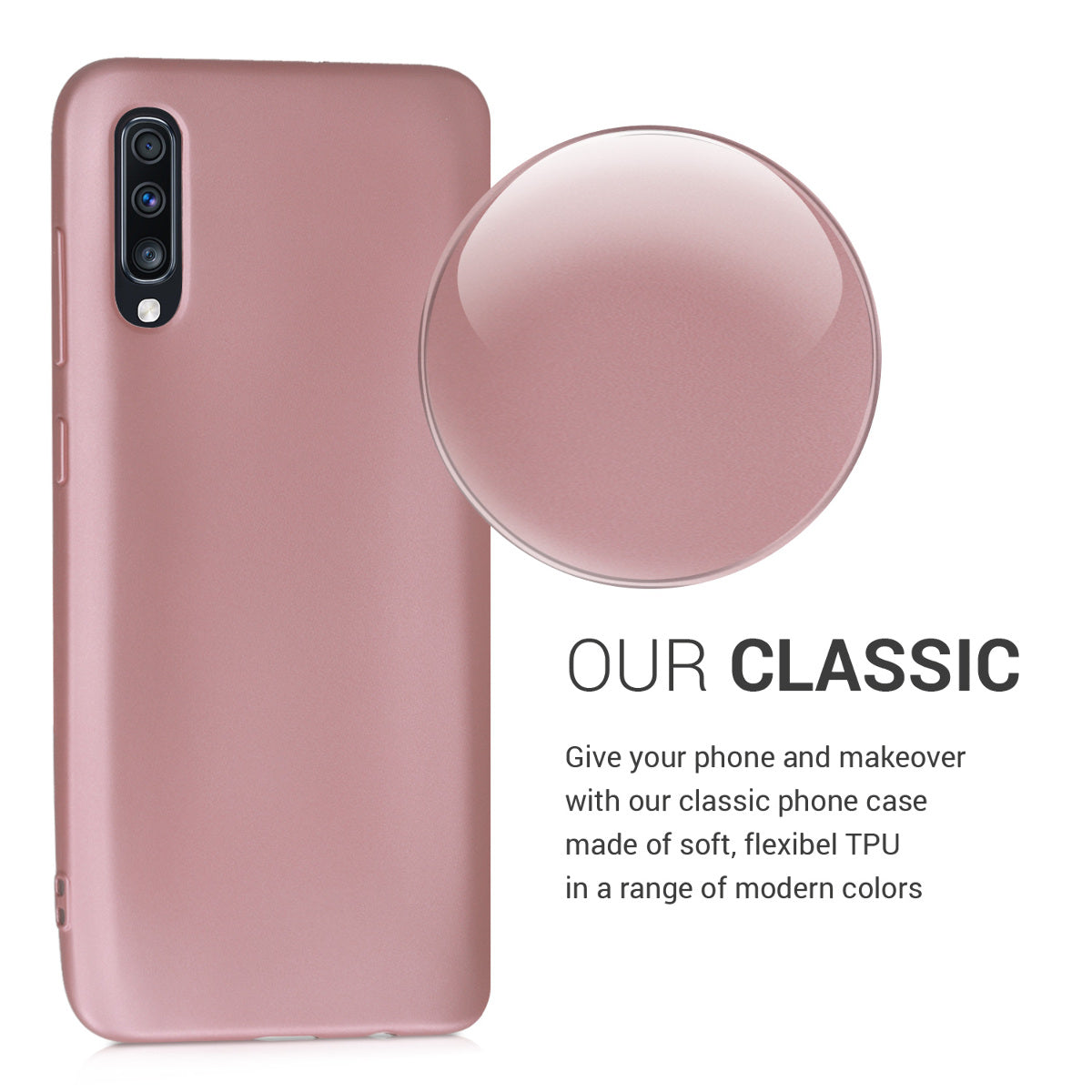 kwmobile Handyhülle für Samsung Galaxy A70 Hülle - Silikon Case metallisch schimmernd - Schutzhülle Cover