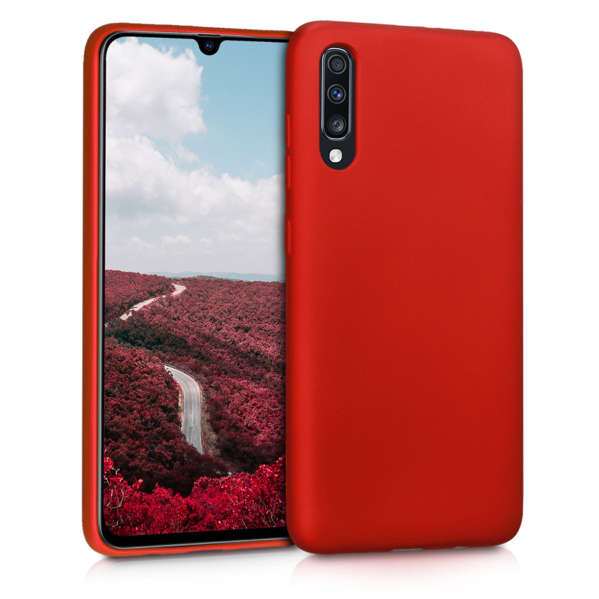 kwmobile Handyhülle für Samsung Galaxy A70 Hülle - Silikon Case metallisch schimmernd - Schutzhülle Cover
