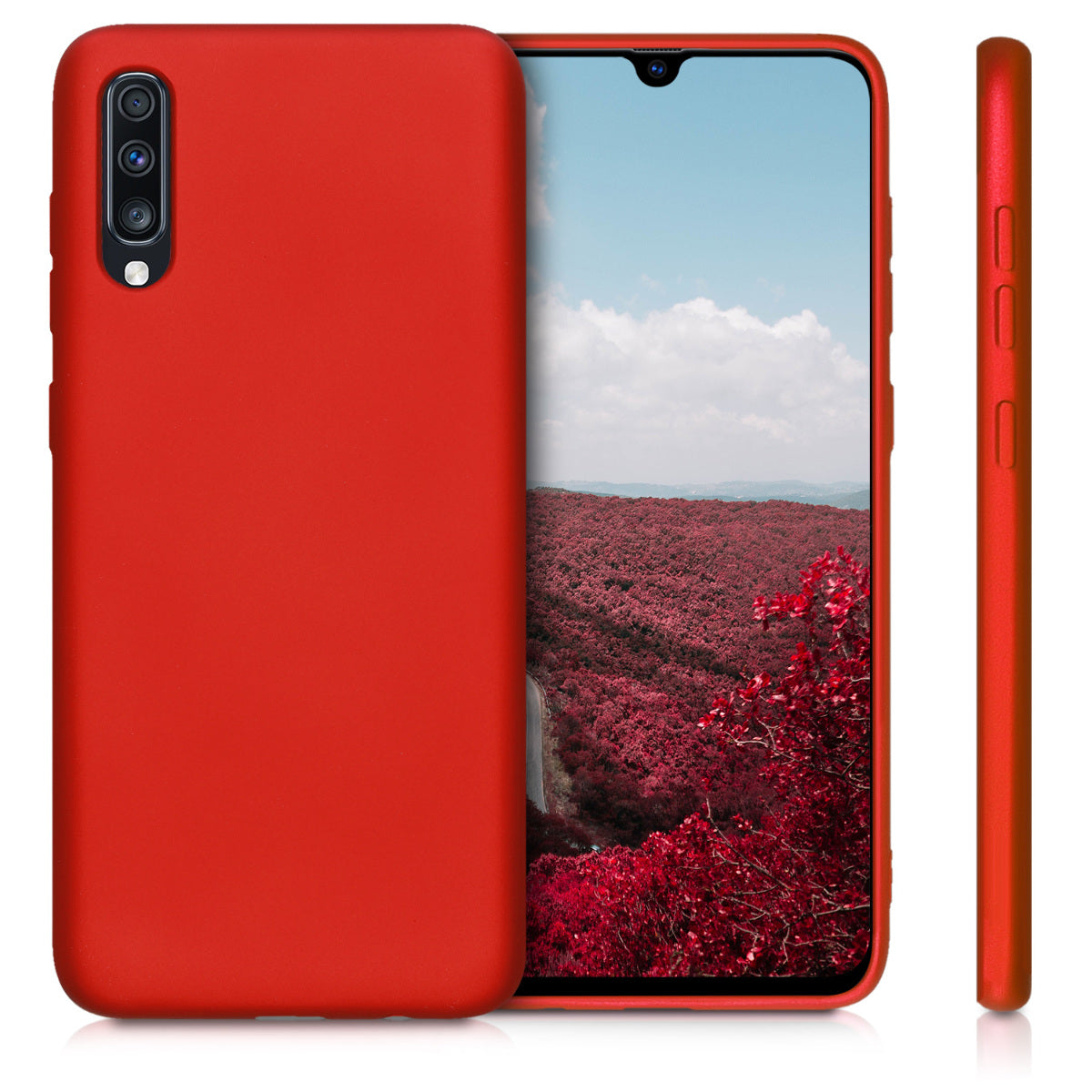 kwmobile Handyhülle für Samsung Galaxy A70 Hülle - Silikon Case metallisch schimmernd - Schutzhülle Cover