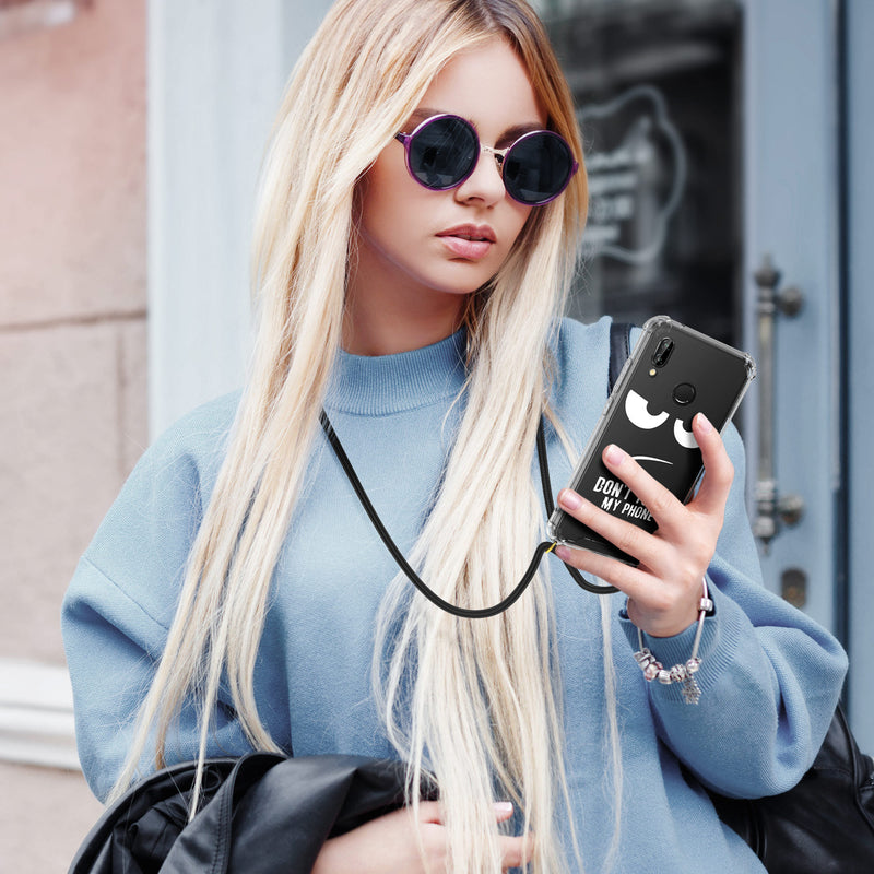 kwmobile Necklace Case kompatibel mit Huawei P20 Lite Hülle Silikon Cover mit Handykette Kirschblütenblätter