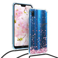 kwmobile Necklace Case kompatibel mit Huawei P20 Lite Hülle Silikon Cover mit Handykette Kirschblütenblätter