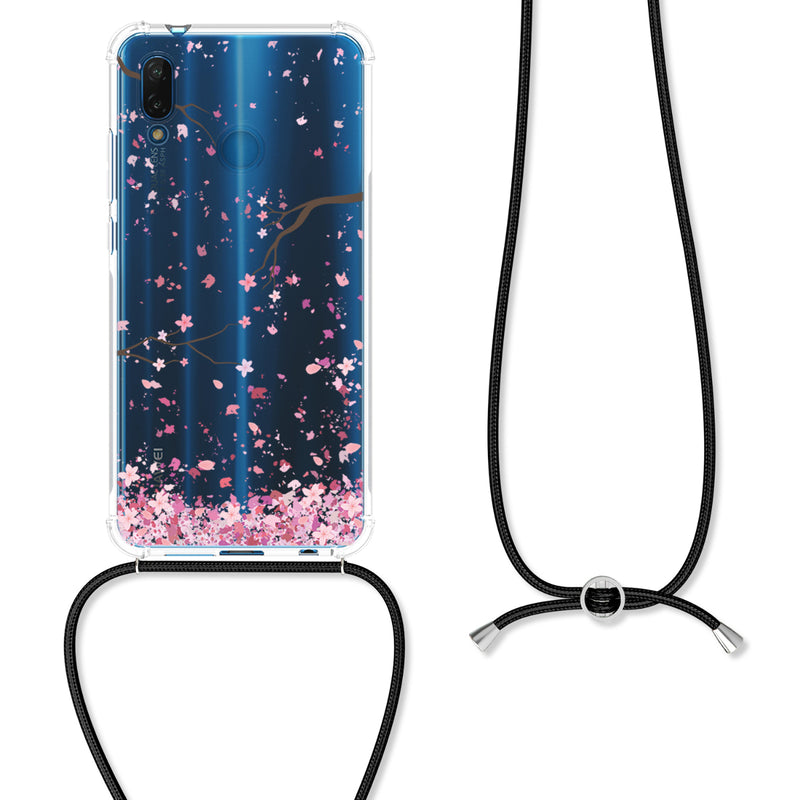 kwmobile Necklace Case kompatibel mit Huawei P20 Lite Hülle Silikon Cover mit Handykette Kirschblütenblätter