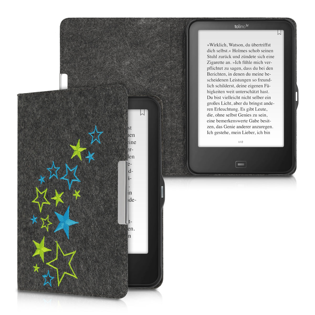 Tolino Vision 1 / 2 / 3 / 4 HD eReader Hülle Sterne Blau Grün