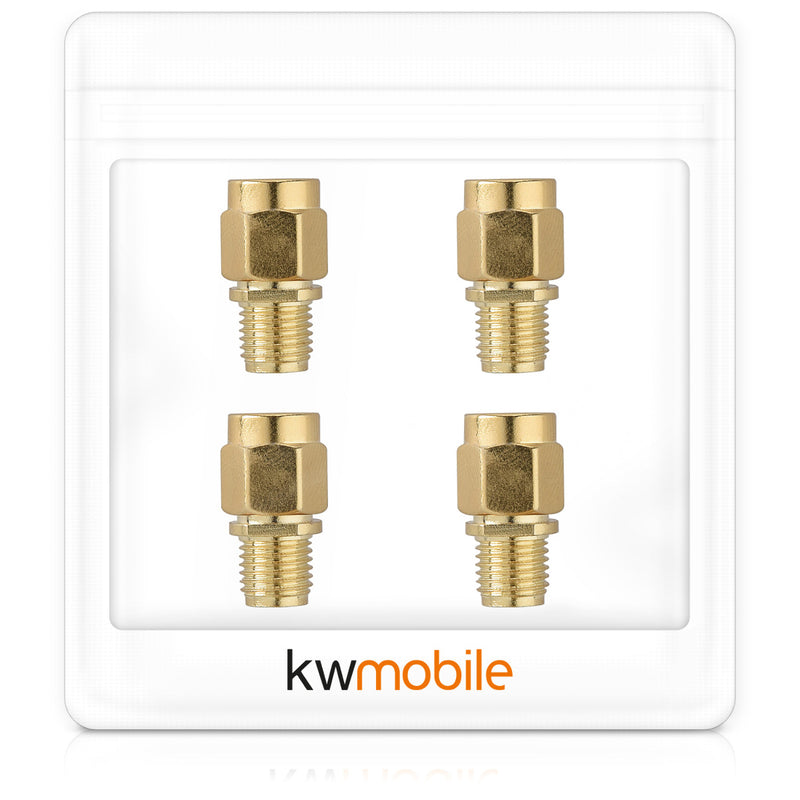 kwmobile 4x RP-SMA Stecker auf SMA Buchse Adapter - RP-SMA Male ohne Pin zu SMA Female ohne Pin Konverter - SMA-Adapter