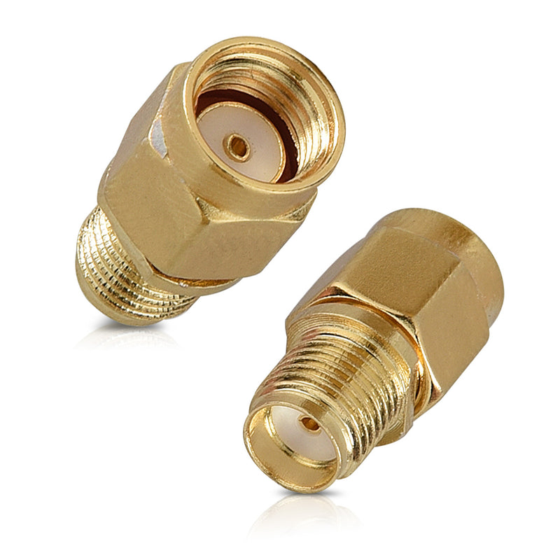 kwmobile 4x RP-SMA Stecker auf SMA Buchse Adapter - RP-SMA Male ohne Pin zu SMA Female ohne Pin Konverter - SMA-Adapter