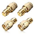 kwmobile 4x RP-SMA Stecker auf SMA Buchse Adapter - RP-SMA Male ohne Pin zu SMA Female ohne Pin Konverter - SMA-Adapter Koaxial Steckverbinder Gold  [dsg01]