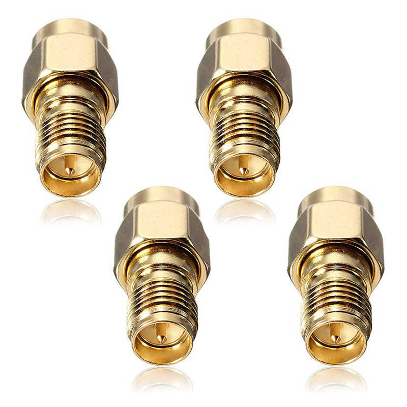 kwmobile 4x RP-SMA Stecker auf SMA Buchse Adapter - RP-SMA Male ohne Pin zu SMA Female ohne Pin Konverter - SMA-Adapter