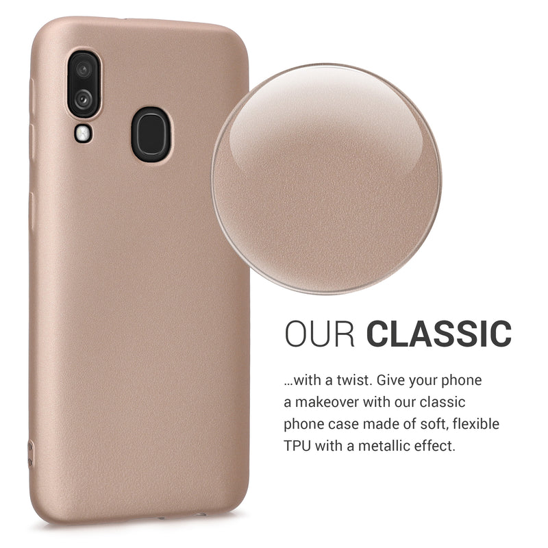 kwmobile Handyhülle für Samsung Galaxy A40 Hülle - Silikon Case metallisch schimmernd - Schutzhülle Cover