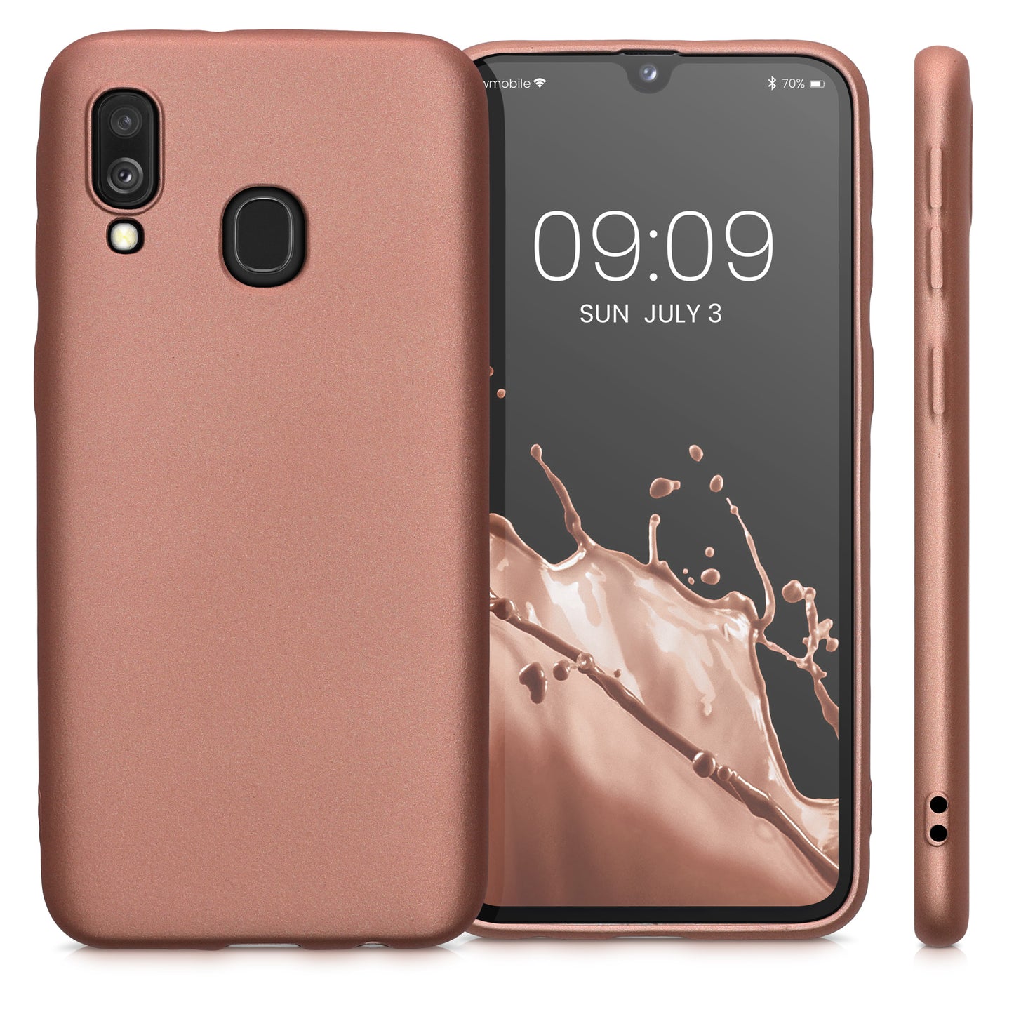 kwmobile Handyhülle für Samsung Galaxy A40 Hülle - Silikon Case metallisch schimmernd - Schutzhülle Cover
