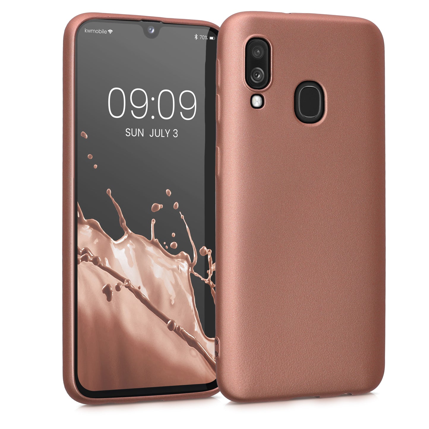 kwmobile Handyhülle für Samsung Galaxy A40 Hülle - Silikon Case metallisch schimmernd - Schutzhülle Cover