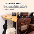 kwmobile Taschenhalter für Tisch - 2x Handtaschenhalter für Tisch - Taschenhaken faltbar - Taschen Aufhänger - Taschen Halter Haken - Tischhaken Set