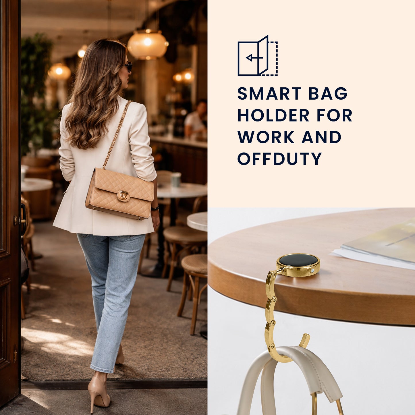 kwmobile Taschenhalter für Tisch - 2x Handtaschenhalter für Tisch - Taschenhaken faltbar - Taschen Aufhänger - Taschen Halter Haken - Tischhaken Set