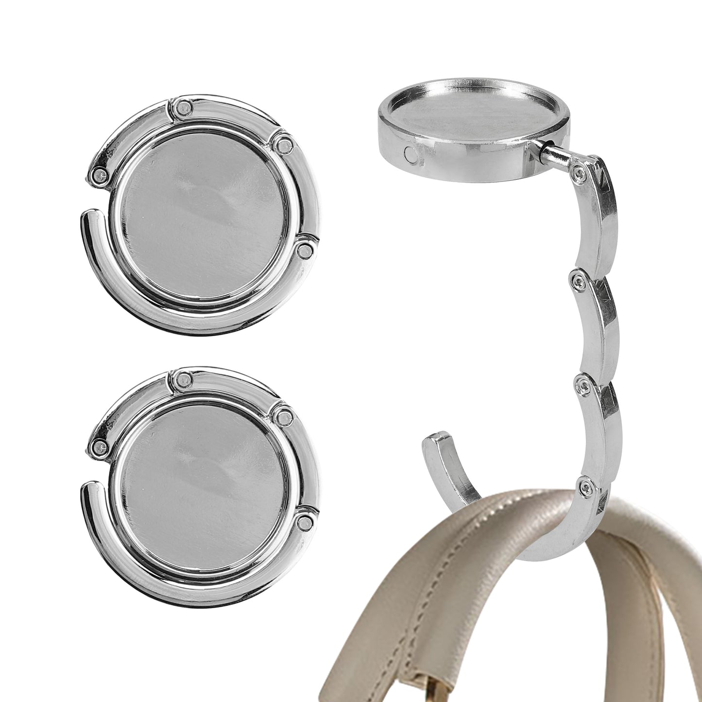 kwmobile Taschenhalter für Tisch - 2x Handtaschenhalter für Tisch - Taschenhaken faltbar - Taschen Aufhänger - Taschen Halter Haken - Tischhaken Set Silber Silber  [dsg01]