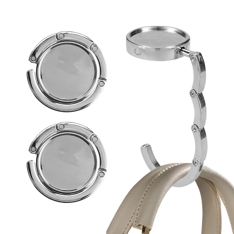 kwmobile Taschenhalter für Tisch - 2x Handtaschenhalter für Tisch - Taschenhaken faltbar - Taschen Aufhänger - Taschen Halter Haken - Tischhaken Set Silber Silber  [dsg01]