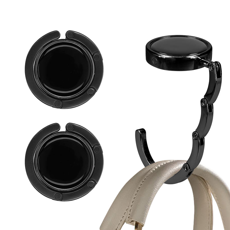 kwmobile Taschenhalter für Tisch - 2x Handtaschenhalter für Tisch - Taschenhaken faltbar - Taschen Aufhänger - Taschen Halter Haken - Tischhaken Set Schwarz Schwarz  [dsg03]
