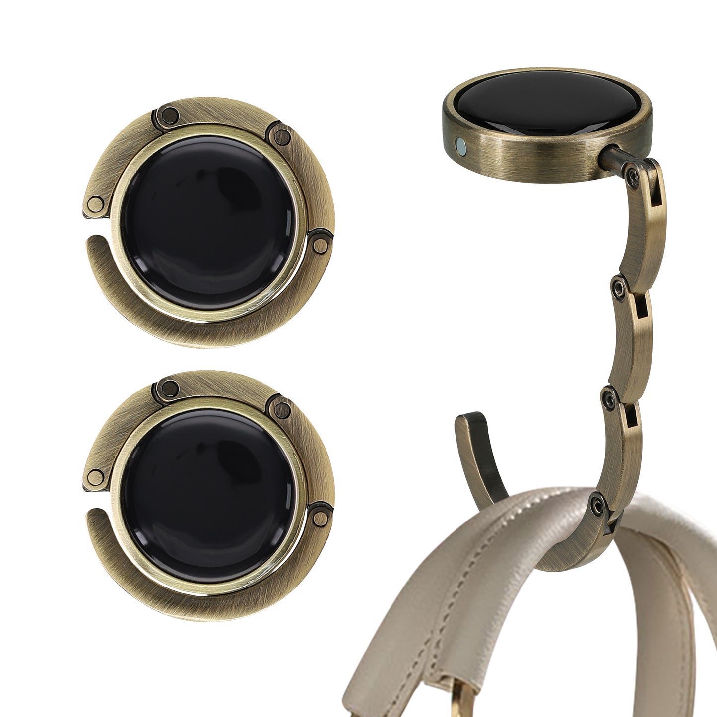 kwmobile Taschenhalter für Tisch - 2x Handtaschenhalter für Tisch - Taschenhaken faltbar - Taschen Aufhänger - Taschen Halter Haken - Tischhaken Set Bronze Bronze  [dsg04]