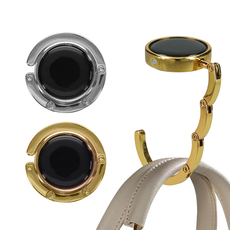 kwmobile Taschenhalter für Tisch - 2x Handtaschenhalter für Tisch - Taschenhaken faltbar - Taschen Aufhänger - Taschen Halter Haken - Tischhaken Set Silber Gold Silber  [dsg07]