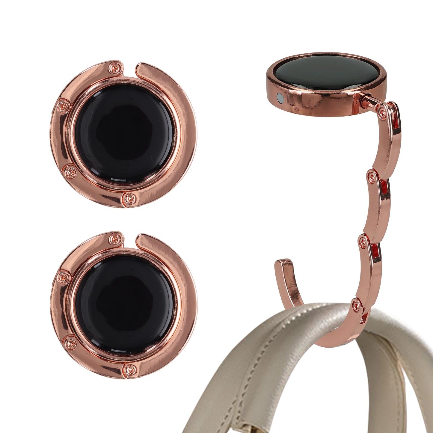 kwmobile Taschenhalter für Tisch - 2x Handtaschenhalter für Tisch - Taschenhaken faltbar - Taschen Aufhänger - Taschen Halter Haken - Tischhaken Set Rosegold Rosegold  [dsg10]