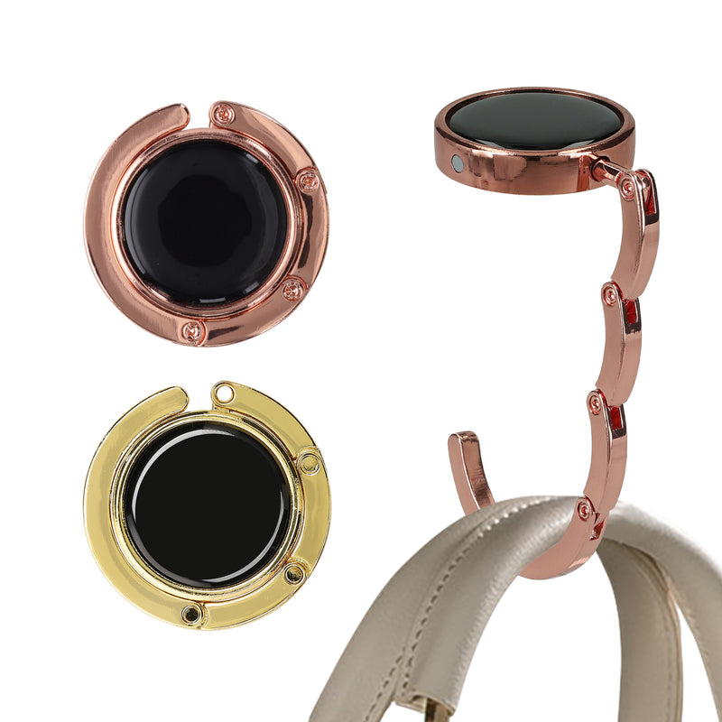 kwmobile Taschenhalter für Tisch - 2x Handtaschenhalter für Tisch - Taschenhaken faltbar - Taschen Aufhänger - Taschen Halter Haken - Tischhaken Set Rosegold Gold Rosegold  [dsg16]