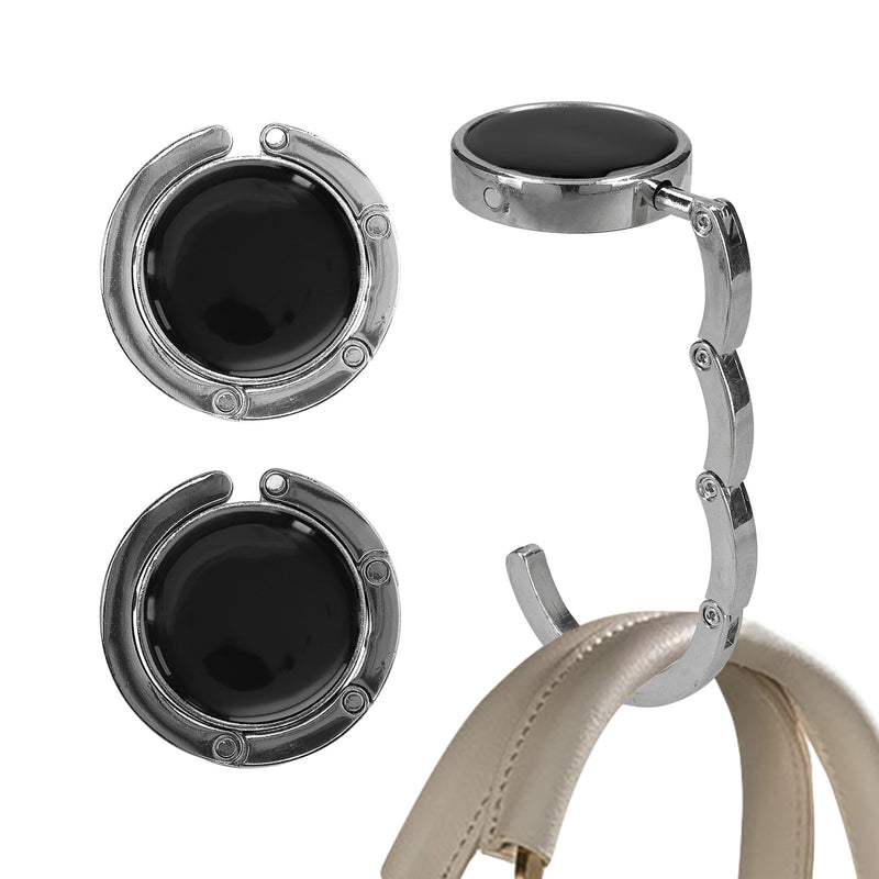 kwmobile Taschenhalter für Tisch - 2x Handtaschenhalter für Tisch - Taschenhaken faltbar - Taschen Aufhänger - Taschen Halter Haken - Tischhaken Set Silber Dunkler Schiefer Silber  [dsg28]