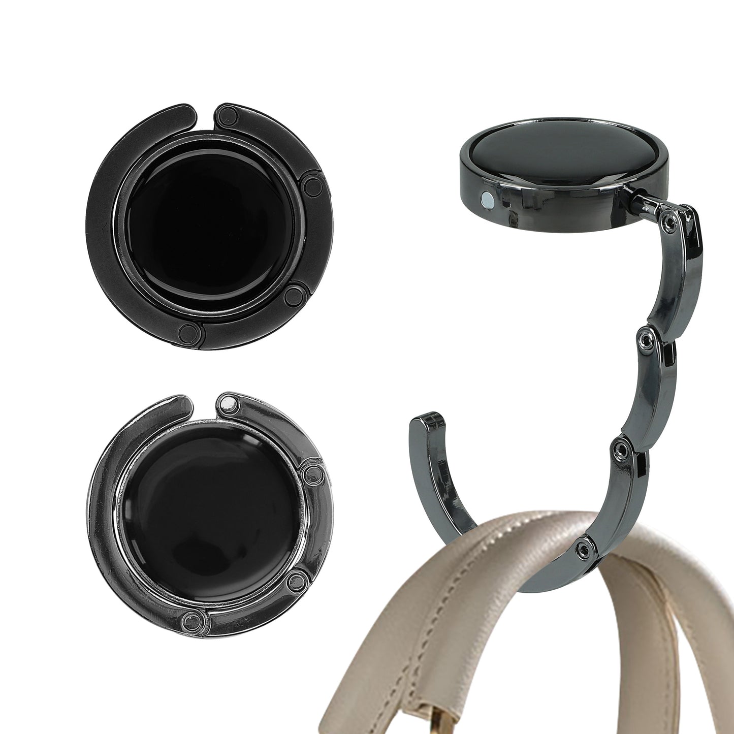kwmobile Taschenhalter für Tisch - 2x Handtaschenhalter für Tisch - Taschenhaken faltbar - Taschen Aufhänger - Taschen Halter Haken - Tischhaken Set Schwarz Dunkler Schiefer Schwarz  [dsg29]