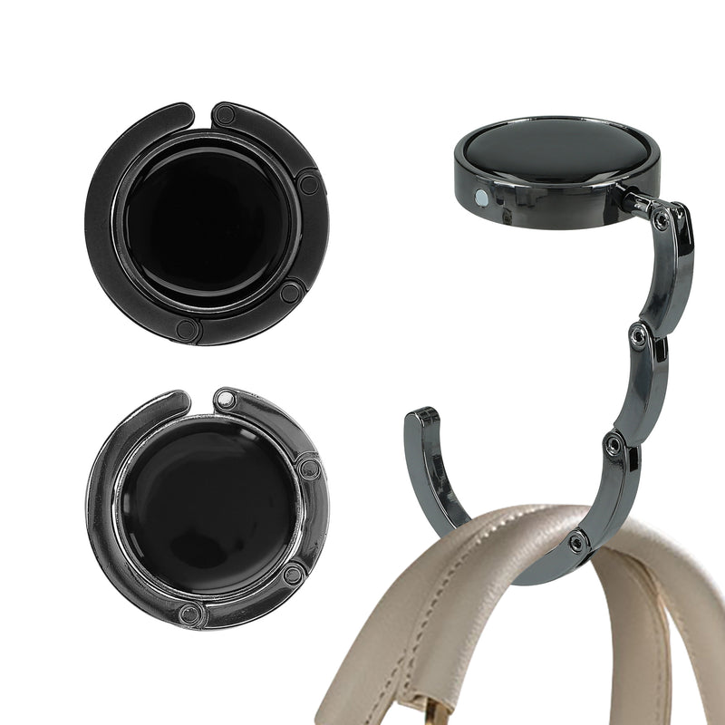kwmobile Taschenhalter für Tisch - 2x Handtaschenhalter für Tisch - Taschenhaken faltbar - Taschen Aufhänger - Taschen Halter Haken - Tischhaken Set Schwarz Dunkler Schiefer Schwarz  [dsg29]