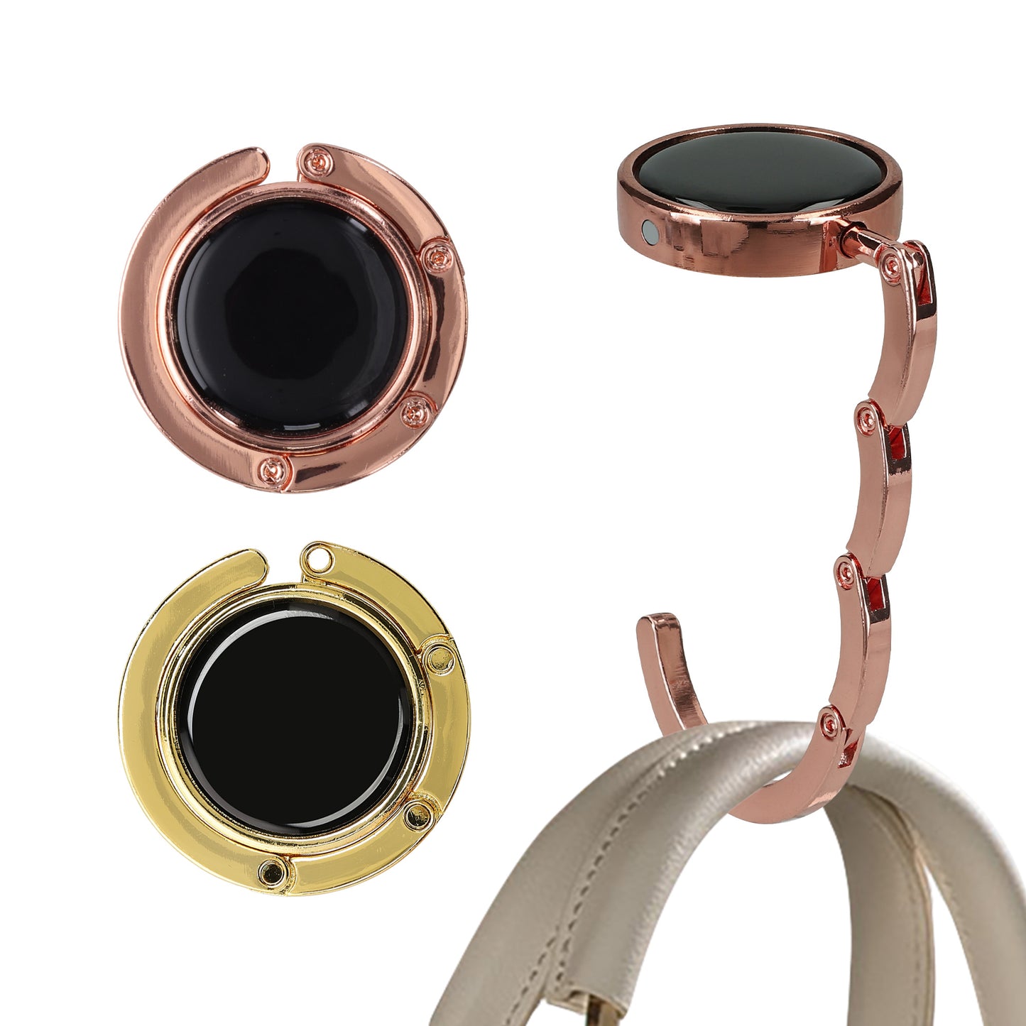 kwmobile Taschenhalter für Tisch - 2x Handtaschenhalter für Tisch - Taschenhaken faltbar - Taschen Aufhänger - Taschen Halter Haken - Tischhaken Set Gold Kupfer Gold  [dsg34]