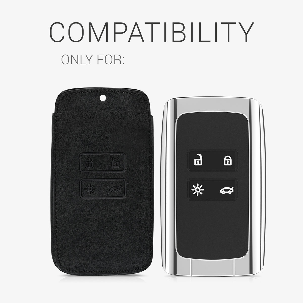 Renault 4-Tasten Smartkey Autoschlüssel (nur Keyless Go) Kunstleder Schlüsselhülle Wildlederoptik