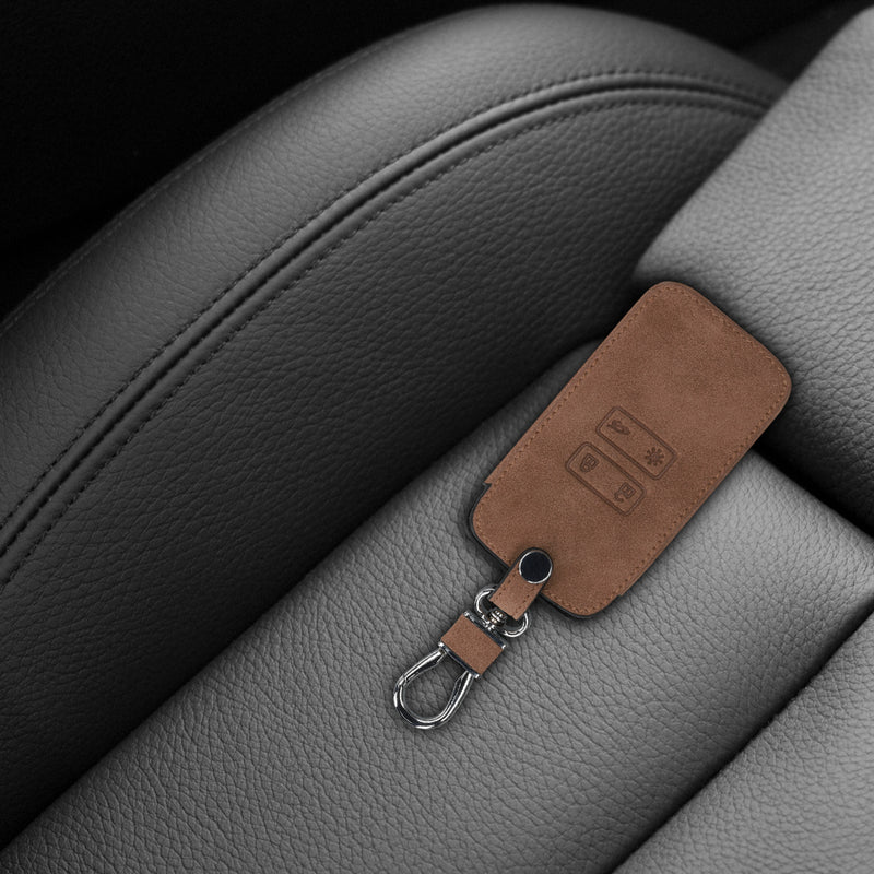 Renault 4-Tasten Smartkey Autoschlüssel (nur Keyless Go) Kunstleder Schlüsselhülle Wildlederoptik