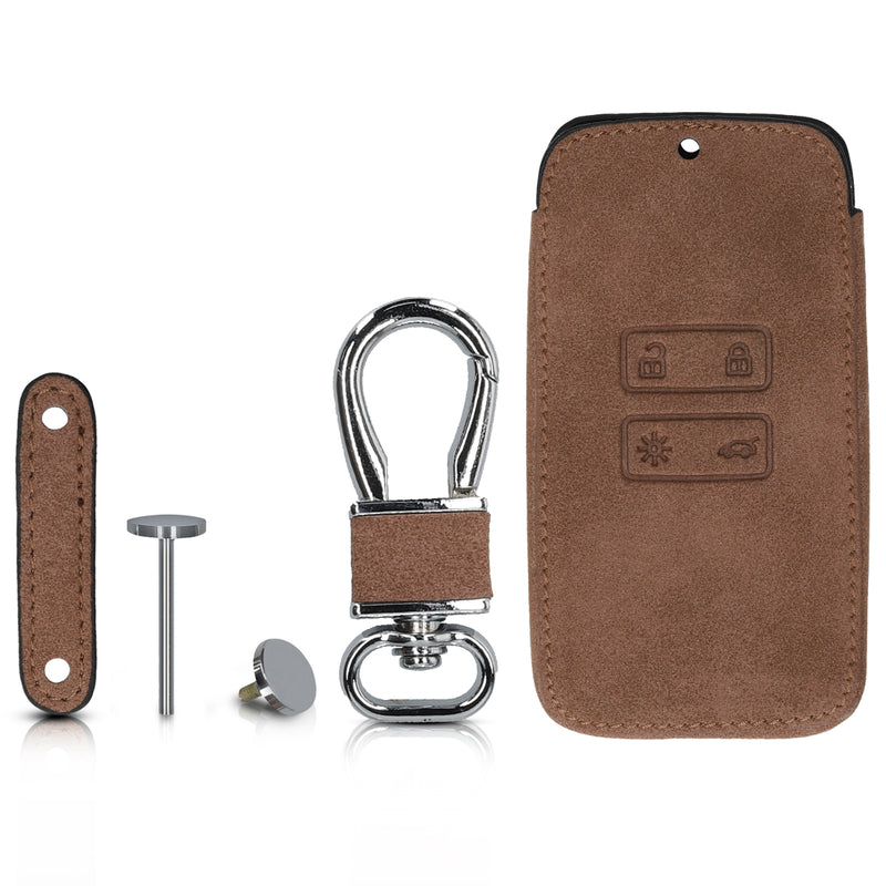 Renault 4-Tasten Smartkey Autoschlüssel (nur Keyless Go) Kunstleder Schlüsselhülle Wildlederoptik