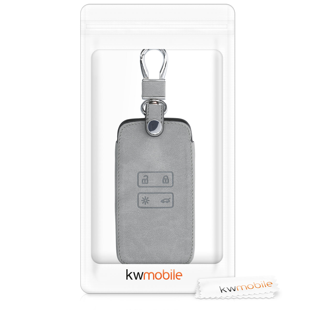 Renault 4-Tasten Smartkey Autoschlüssel (nur Keyless Go) Kunstleder Schlüsselhülle Wildlederoptik