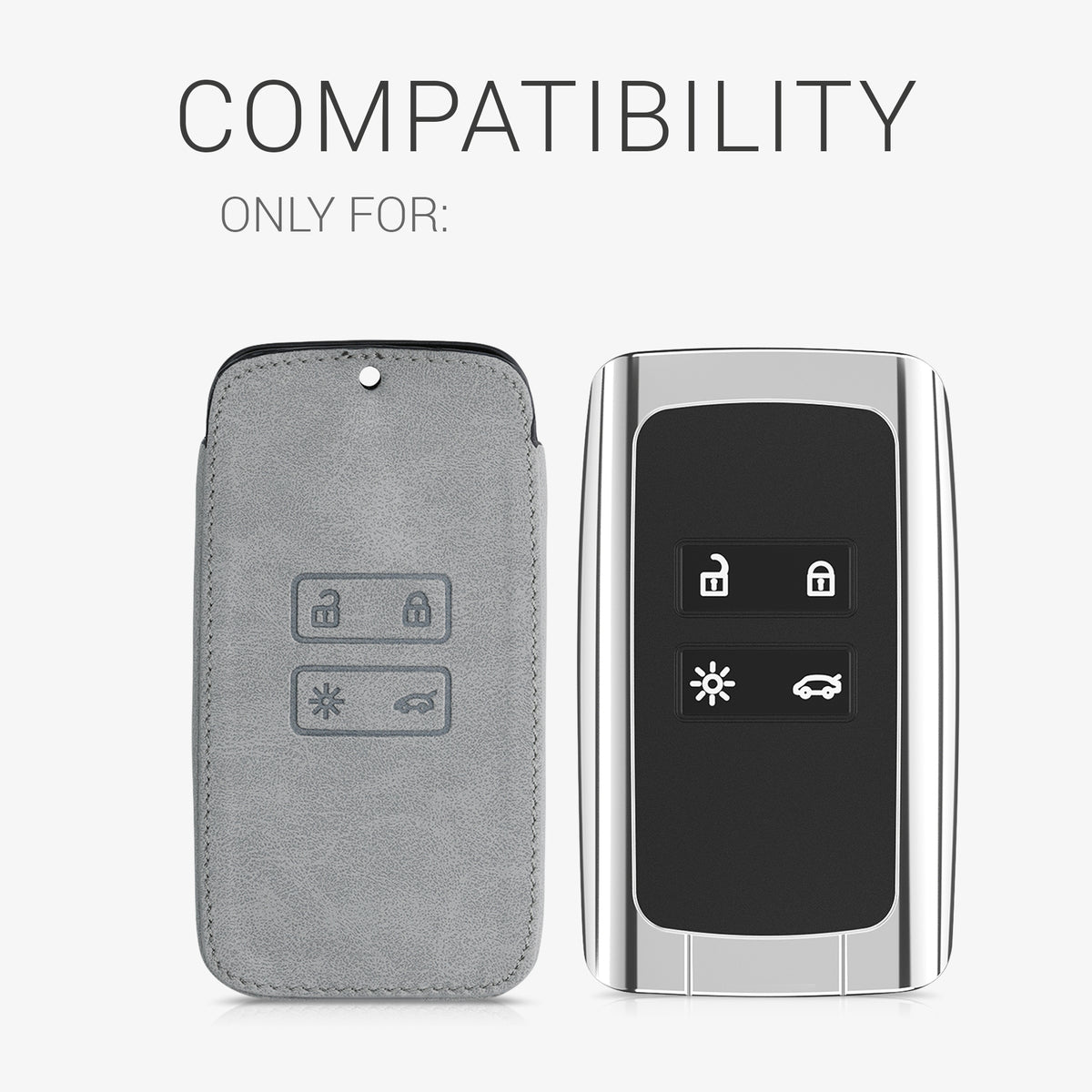 Renault 4-Tasten Smartkey Autoschlüssel (nur Keyless Go) Kunstleder Schlüsselhülle Wildlederoptik