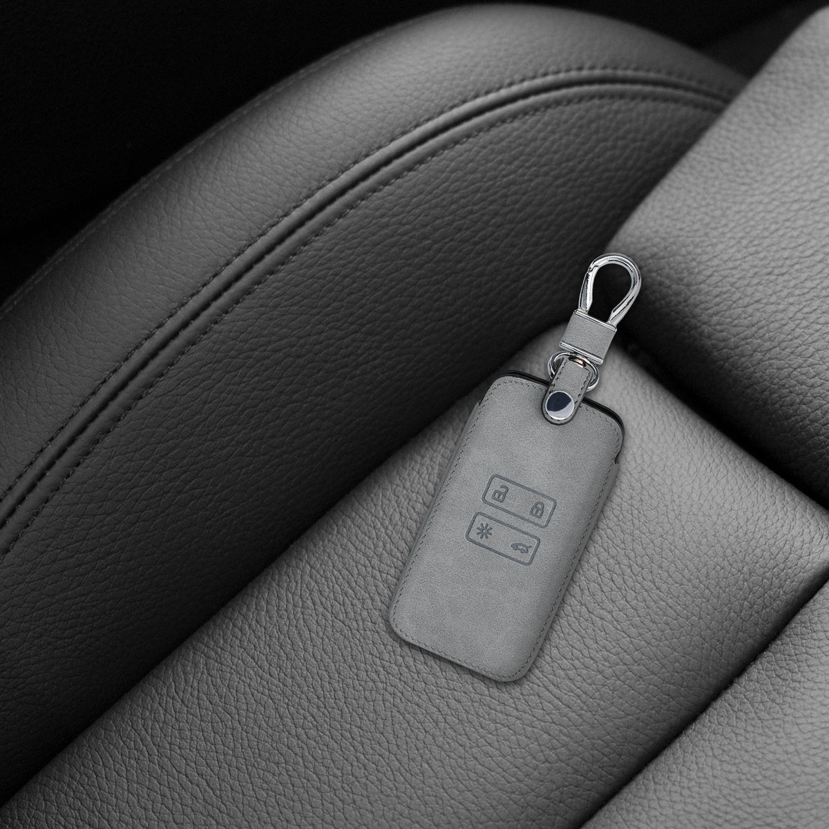 Renault 4-Tasten Smartkey Autoschlüssel (nur Keyless Go) Kunstleder Schlüsselhülle Wildlederoptik
