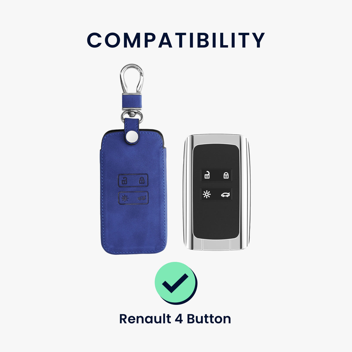 kwmobile Schlüsselhülle für Renault 4-Tasten Smartkey Autoschlüssel (nur Keyless Go) Hülle - Autoschlüssel Schlüssel Hülle - Schlüsselcover aus Kunstleder